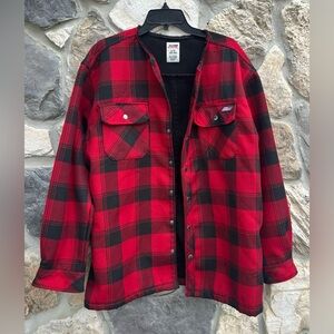 Dickies Buffalo Plaid Jacket Mens Sz L Heavy Outdoor Chore Workwear Snap Front